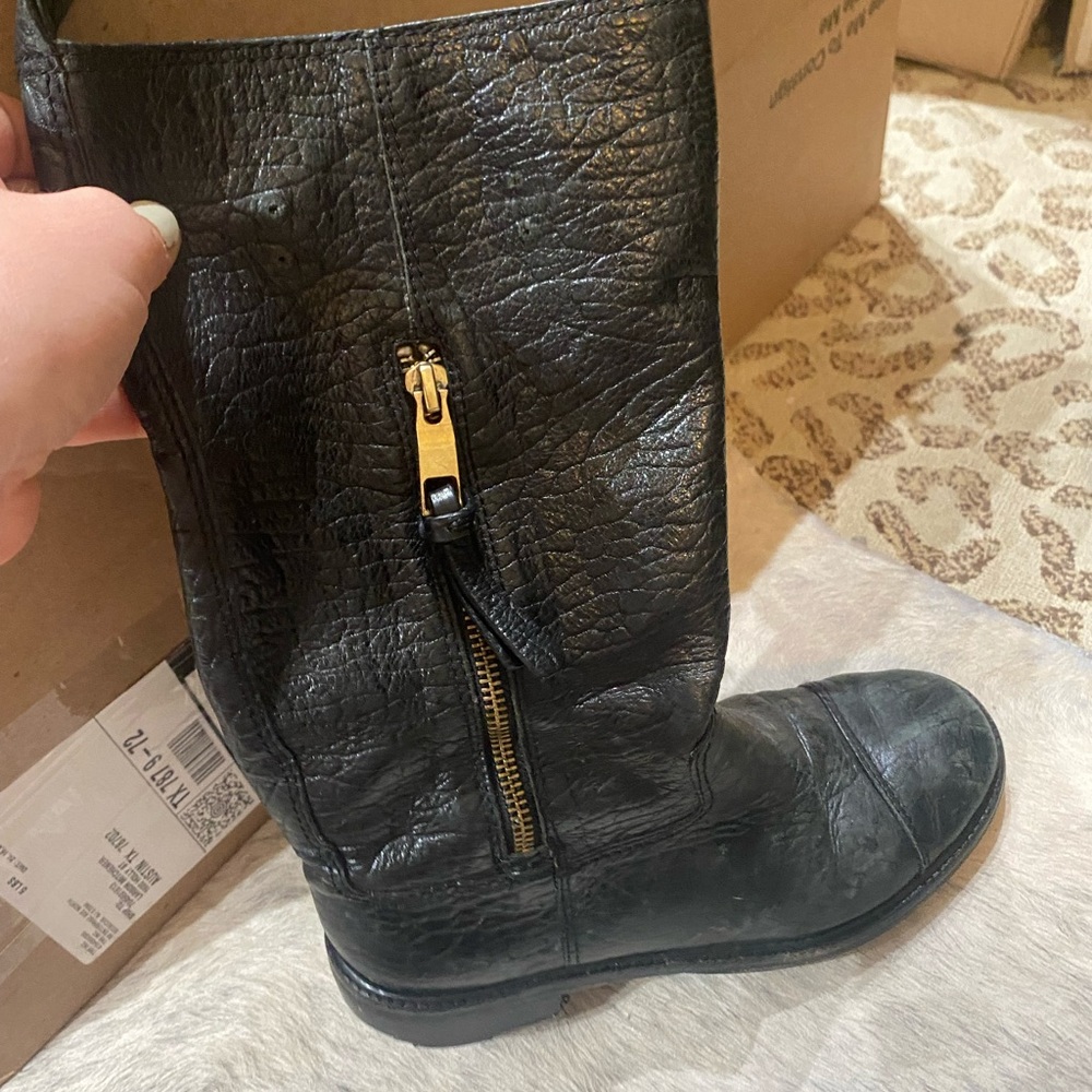 Tory Burch black leather mid boots
